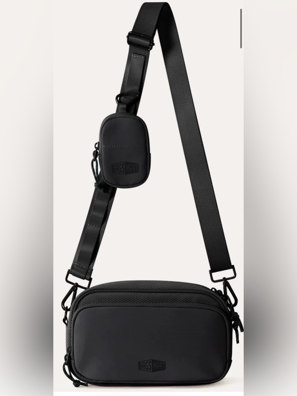 BAGSMART REIKI Crossbody Bag Black RFID Travel Shoulder Bag NWT Detachable Case - Picture 4 of 7